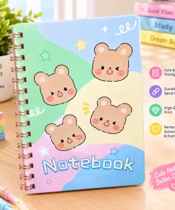Cute Bear Spiral Notebook Kawai Cartoon Design | Spiral Bound Notebook