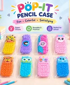 Pop-It Pencil Pouch – Cute & Colorful Zipper Pencil Case for Kids