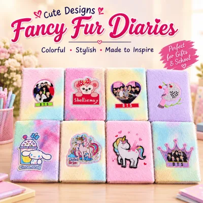 Fancy Furr Diary – Cute & Colorful Fur Cover Diary for Students, Kids & Gifting